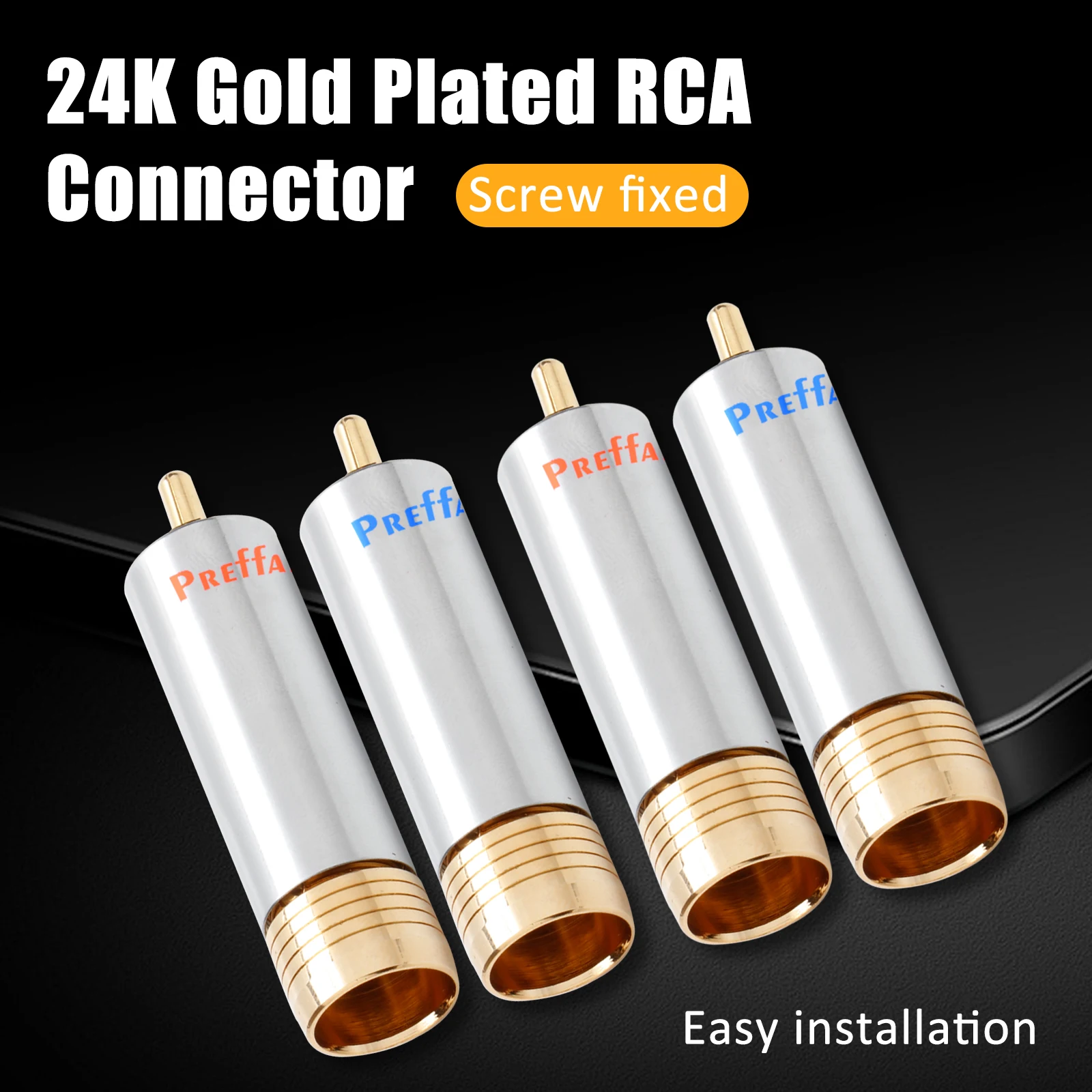 

Preffair R1715 RCA Connector Gold plated RCA Plug Self Locking Non Solder Plug RCA Connector Male Solder Video Terminal Jack