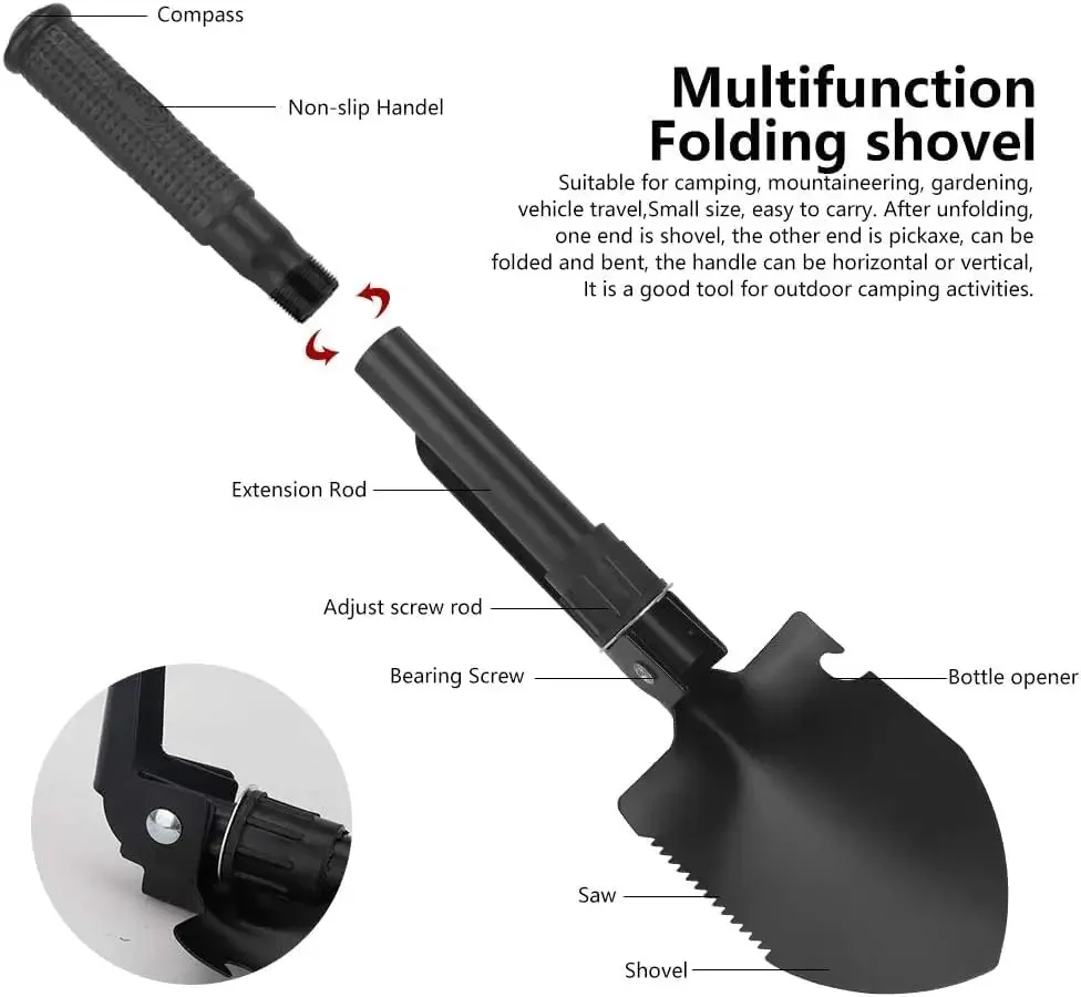 

Engineer Shovel Military Shovel Outdoor Multifunctional Folding Camping Shovel Garden Hoe Digging Tool Kit Fishing Shovel