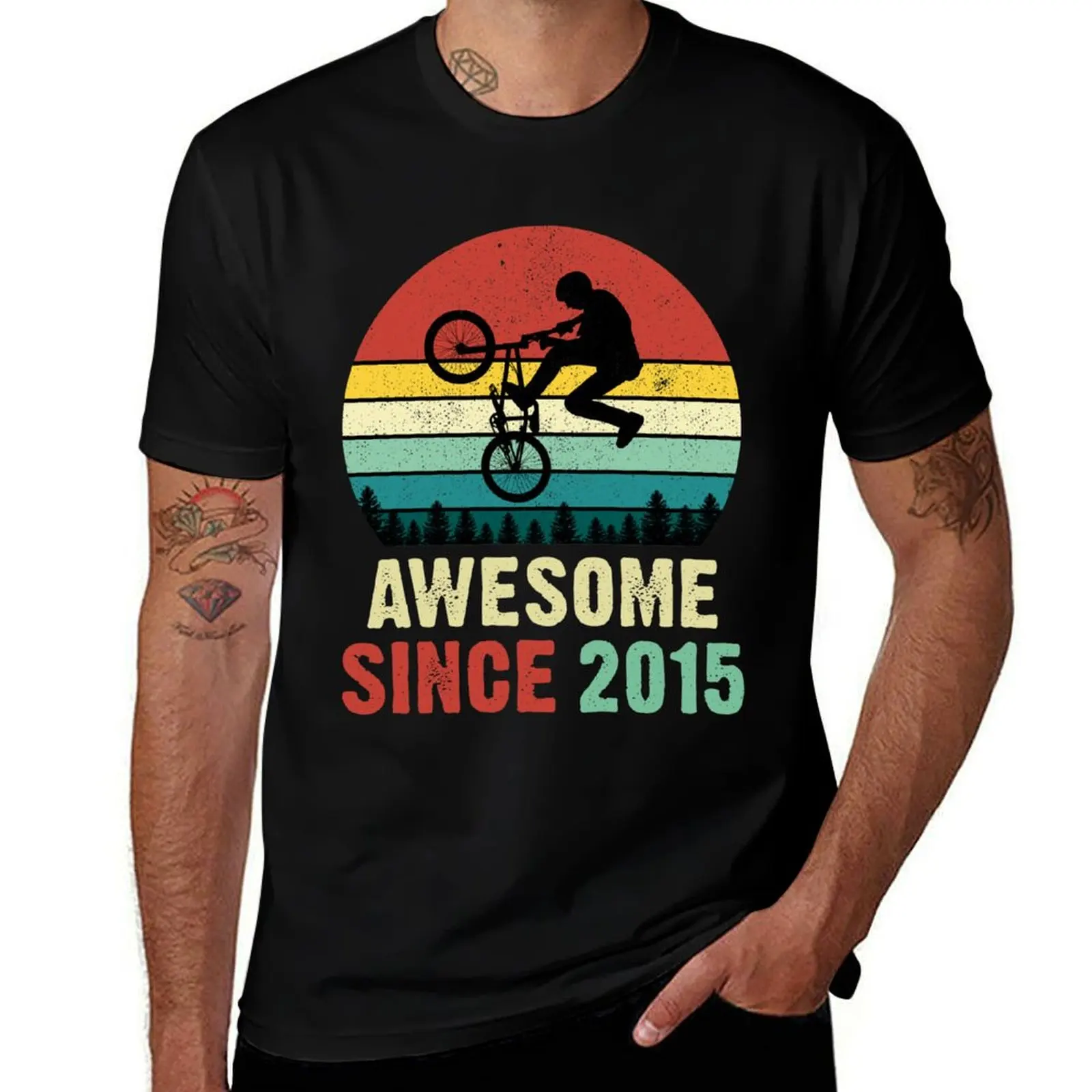 

6th Birthday Bmx Bike Awesome Since 2015 T-Shirt t shirt for man man t shirt designer men t shirt cotton 100% T-shirt