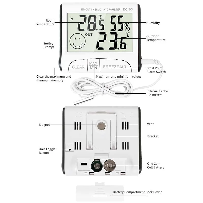 Digital thermohygrometerTemperature Humidity Meter Indoor Electronic Hygrometer Thermometer Weather Station Baby Room Sensor