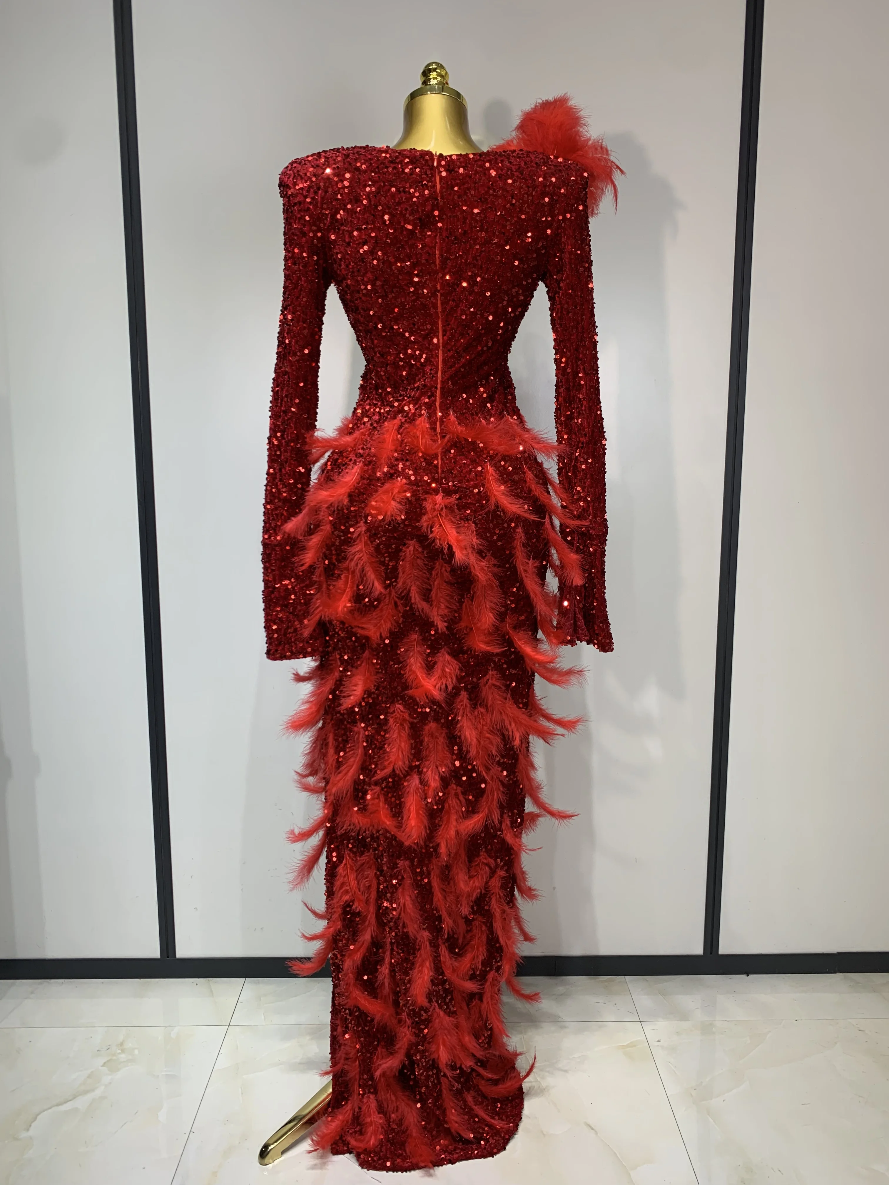long sequin dress costume Women's Long Sultry Red Sequin Dress Costume, Size: S