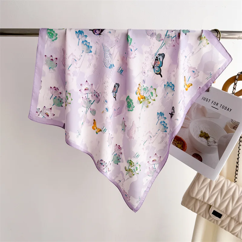 

Luxury Butterfly Floral Print Scarves Women's Scarf Spring and Summer Decorations Small Neckties Hairbands Bags Bandana