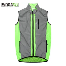 WOSAWE High Visibility Reflective Vest Men's Windbreaker Cycling Sleeveless Jacket Bicycle Clothes Maillot MTB Road Bike Tops