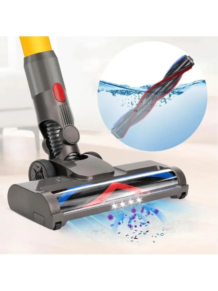 Reinigungsbürstenkopf für Dyson V7 V8 V10 V11 V15 Staubsauger mit Turbo-Borstenrolle und LED-Leuchten für Hartholz und Teppich, geeignet für die meisten Oberflächen