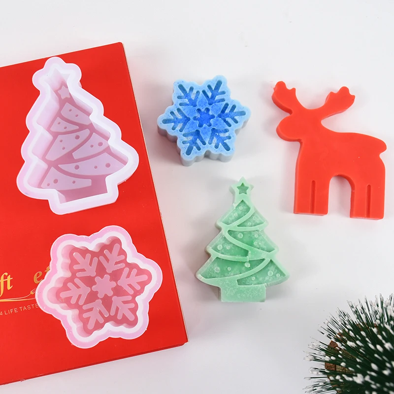 

Christmas Silicone Mold Elk Snowflake Gingerbread Man Xmas Tree Candle Mould Wax Bottle Sugar Mold Xmas Kitchen Baking Supplies