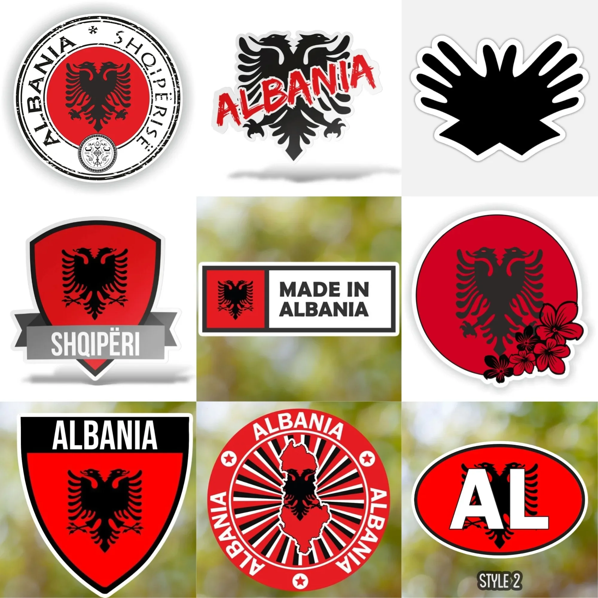 

AL Albania Flag Map National Emblem Eagle Creative Sticker for Decorate Car Bicycle Van Truck Wall Window Decal Accessories