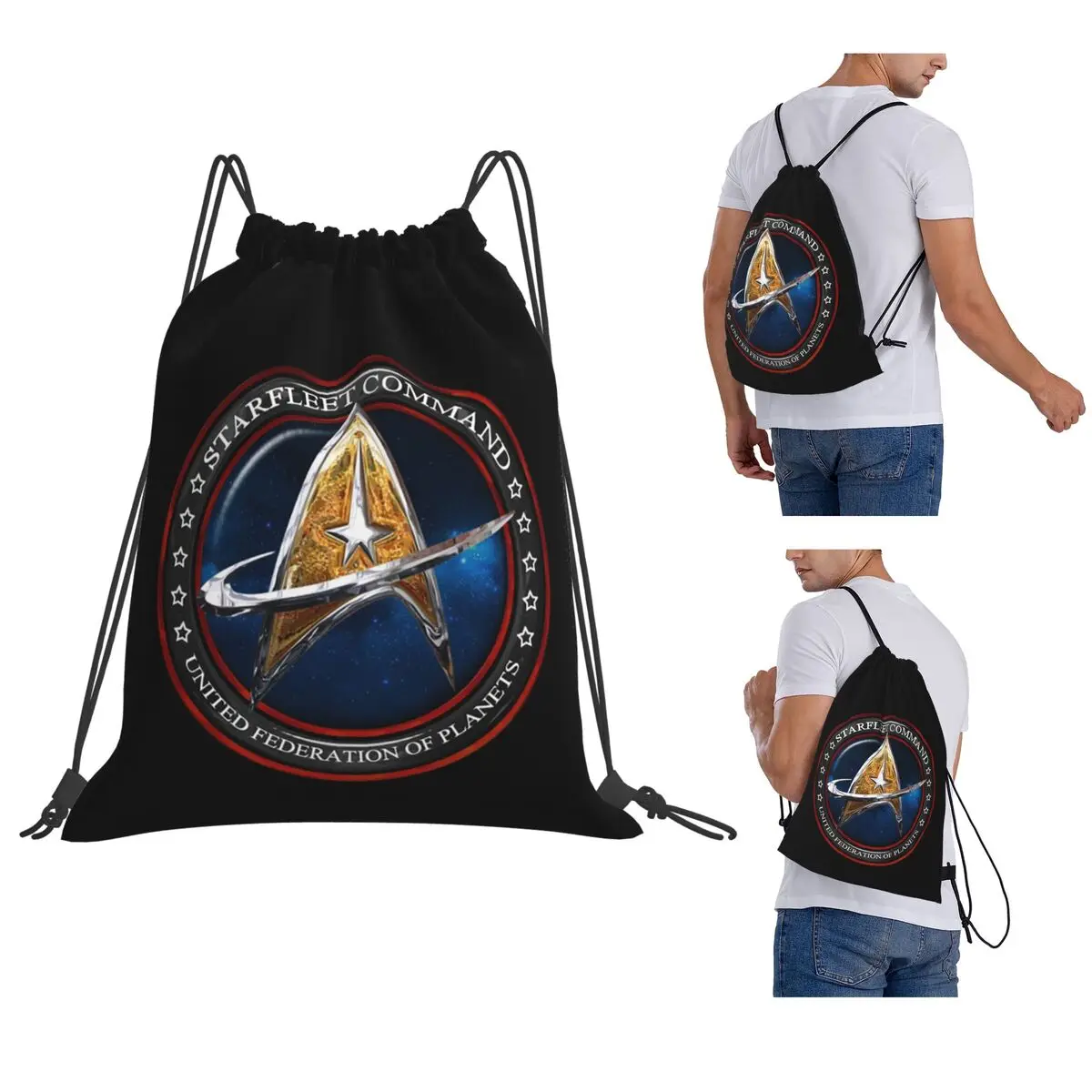 Star Treks Science Fiction TV Series Backpacks Multi-function Drawstring Bags Shoes Bag Book Bags for Travel School