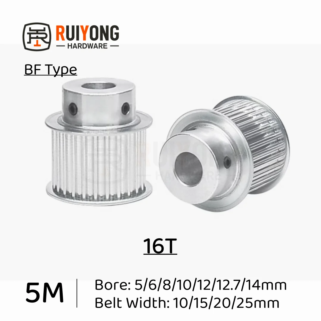 

HTD5M Timing Pulley 16Teeth BF Type Bore 5/6/8/10/12/12.7/14mm Belt Width10/15/20/25mm 3D printed parts 5GT