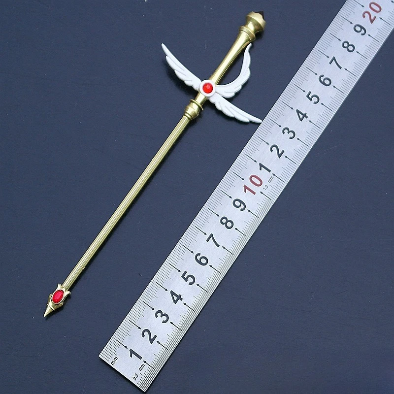 كاردكابتور ساكورا كورو بطاقة الصولجانات السداسية ستار عصا سحرية قصب ستار عصا معدنية نموذج عرض مكتبي مجموعات الحلي