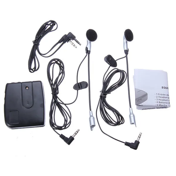 Plástico Preto Motocicleta Intercom Host com Fones de Ouvido Kit Capacete Wired Walkie Talkie Motocicleta Portátil Áudio com Fio Headset