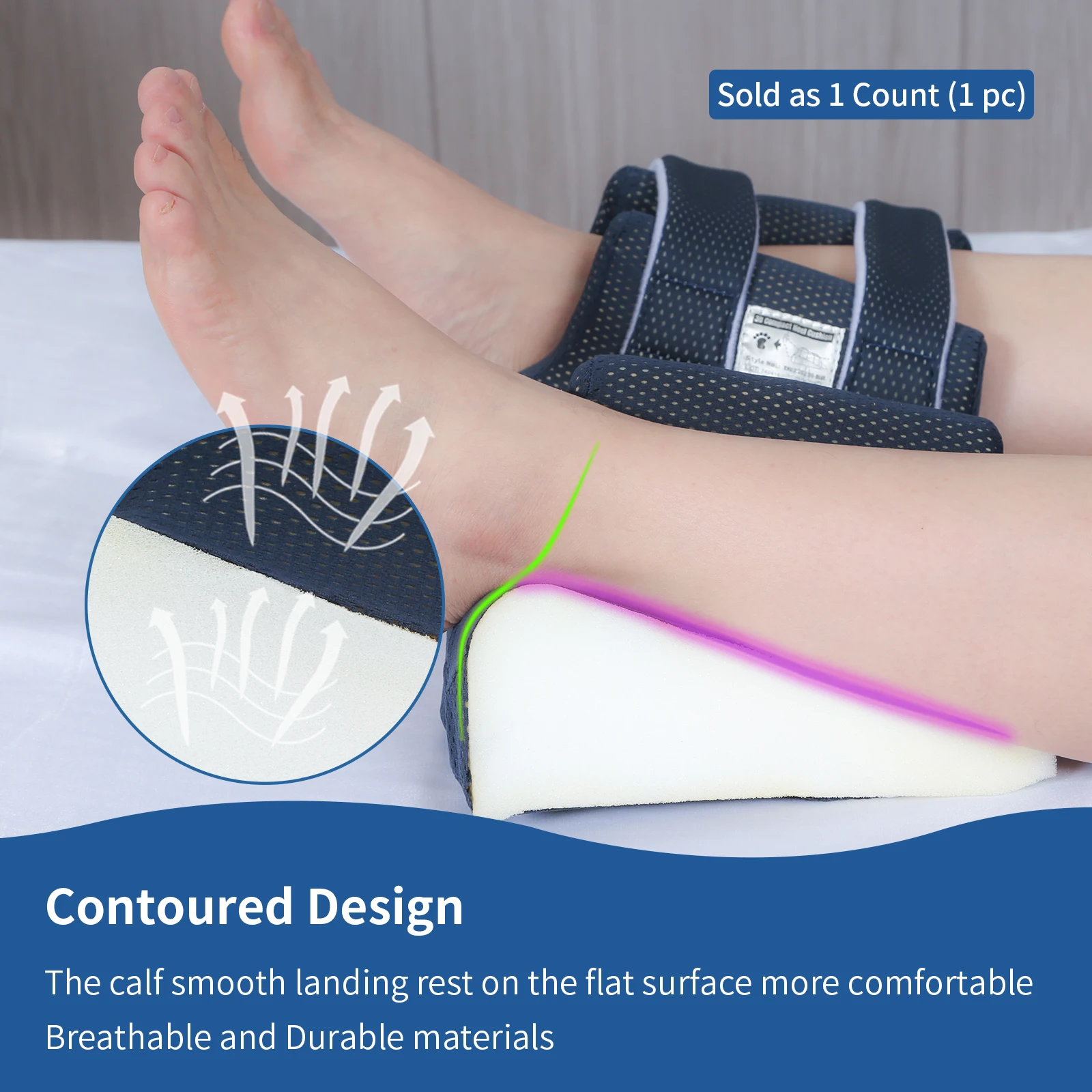 Ehucon Pressure Relief Ankle Elevation pillow Heel Protection Foot Wedge Protector for Bedridden Heel Pain Patients Pack of 1pc