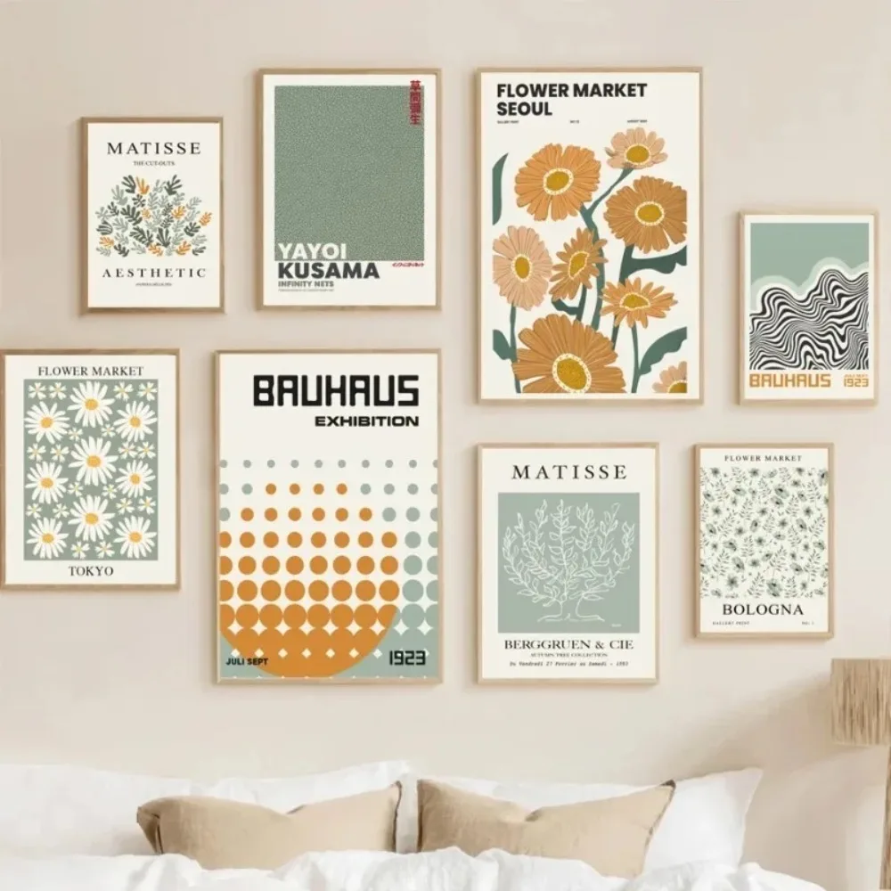 Green Matisse Bauhaus Yayoi Kusama Flower Market Posters And Prints Wall Art Diamond Painting For Living Room Decorative Pictu