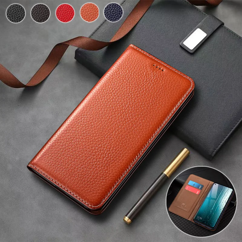 

Litchi Pattern Genuine Leather Flip Case For Huawei Nova 7 8 8i 9 9Z 10 11 12 12i 13 13i 14 SE Pro Ultra Phone Cover Card Cases
