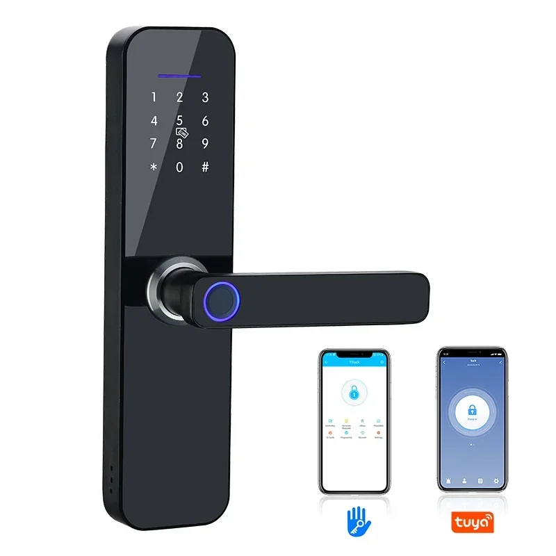 Cheap Smart Door Lock With TT Lock APP / Tuya APP Remote Control Fingerprint Door lock With WIFI And Time Records