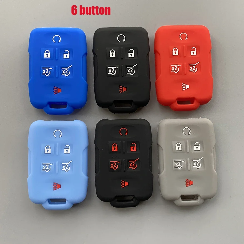 Silicone Car Key Case Cover For Chevrolet Colorado Silverado 1500 2500HD 3500HD GMC Yukon Sierra Canyon Remote Key Protecor