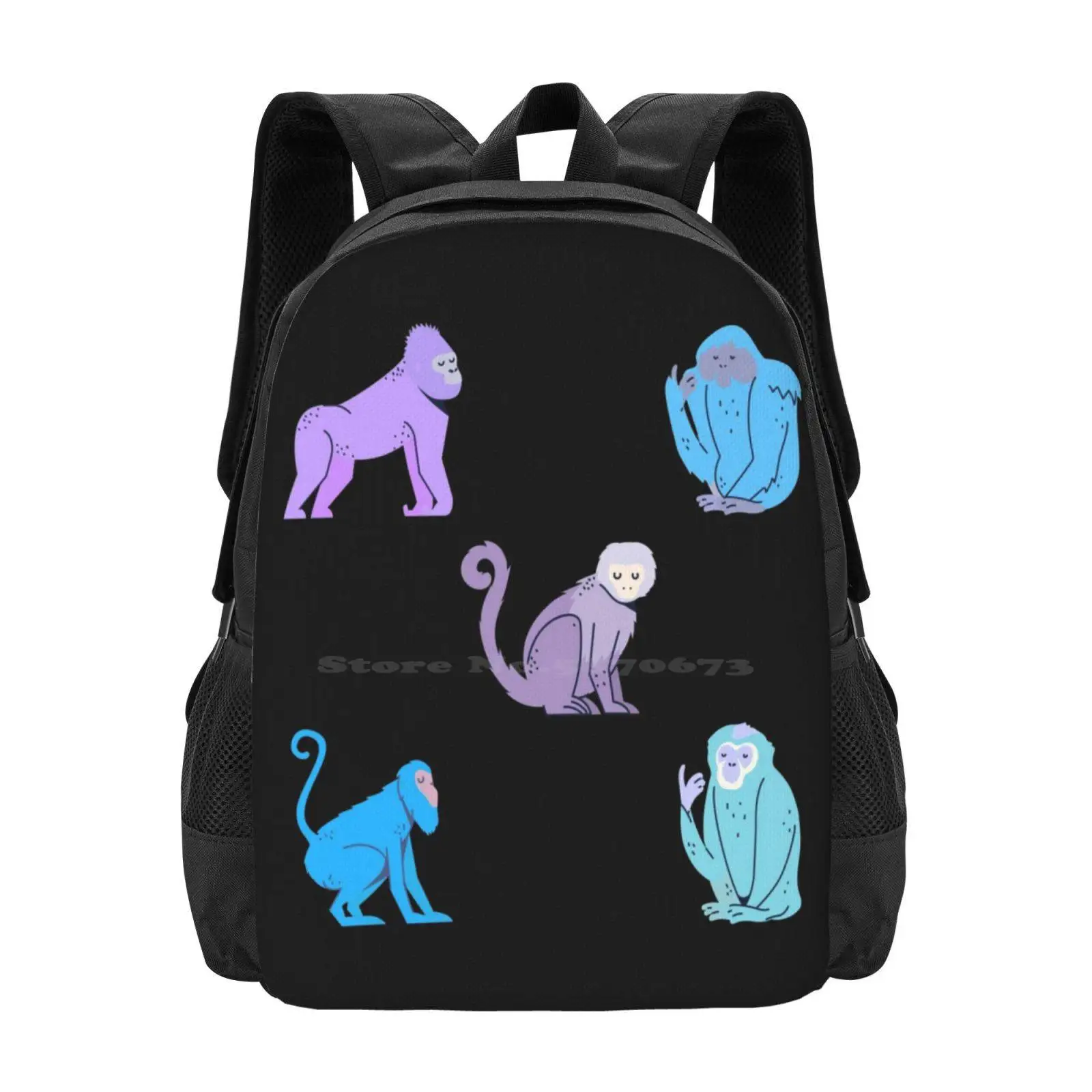 

Cute Monkeys ( Black ) 3D Print Design Backpack Student Bag Cute105 Cute Monkeys Animals Nature Monkeys Lovers Animal Lovers