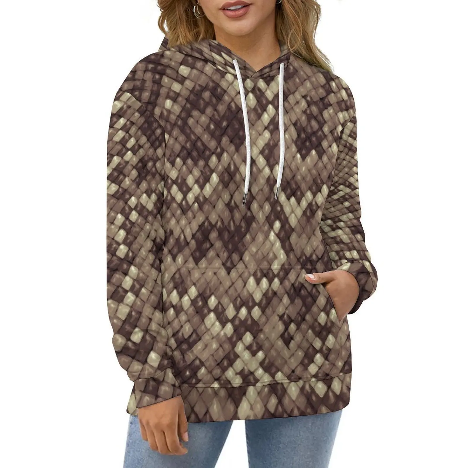 

Snakeskin Python Casual Hoodies Animal Print Aesthetic Hoodie Unisex Long Sleeve Street Style Design Loose Oversized Tops