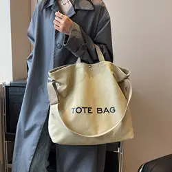 Thickened Canvas Retro Tote Bag Premium Sense Handbags Commuter Bag Large Capacity Student Shoulder Bags for Women