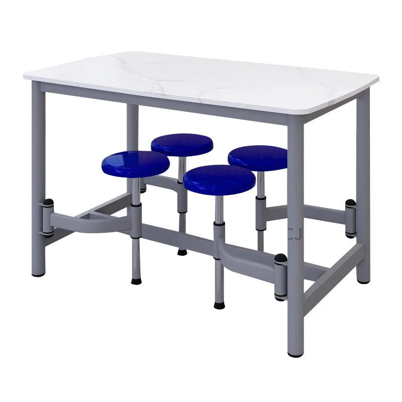 Canteen special stainless steel dining table and chair combination school student staff one-piece table factory dining hall
