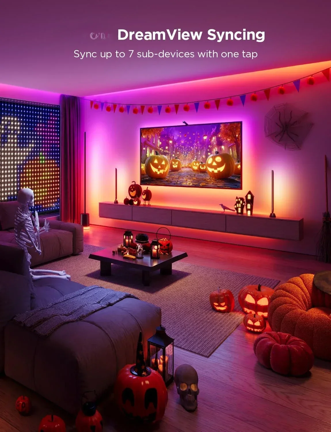 

Upgraded.7.8ft RGBICW Wi-Fi TV LED Backlight with Camera, 4 Colors in 1 Lamp Bead, Voice and APP Control, Adapter,new