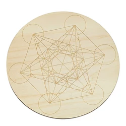15cm Crystal Lattice Ouija Board Laser Engraved Metatron Sacred Geometric Wooden Plates Wiccan Altar Ritual Decorative Plates