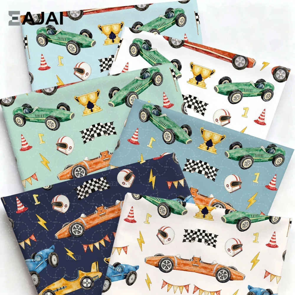 

Eajai Children Car Cloth Diy Sewing Fabric Soft Cotton Material For Kids Clothing Patchwork Craft Vehicle Print Textile