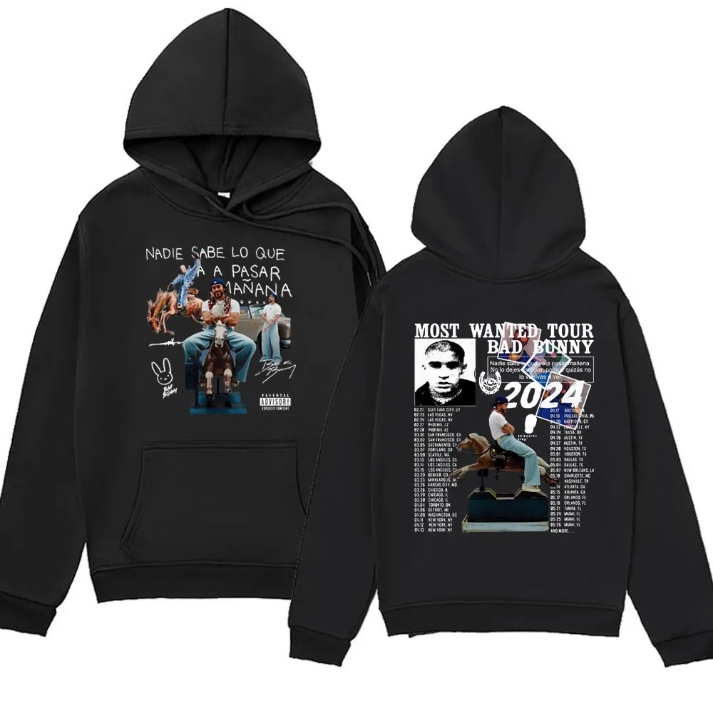 

Men's Hoodie Bad Bunny Most Wanted Tour Print Hoodies Sweatshirt Male Nadie Sabe Lo Que Va A Pasar Manana Unisex Streetwear Tops