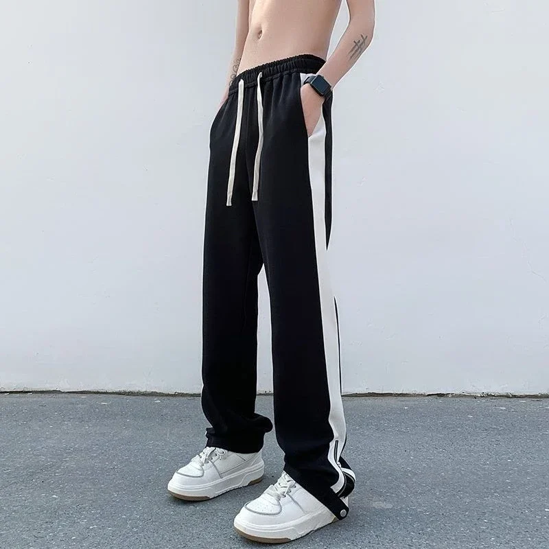 

Straight Men's Casual Pants Y2k Cotton Plus Size Clothes Harajuku Fashion Slacks Aesthetic Regular Fit Long Sale Male Trousers