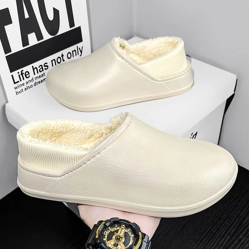 

Новое поступление, зимние мужские хлопковые тапочки, водонепроницаемые удобные теплые домашние тапочки на флисовой подкладке для волос, мягкая подошва из ЭВА