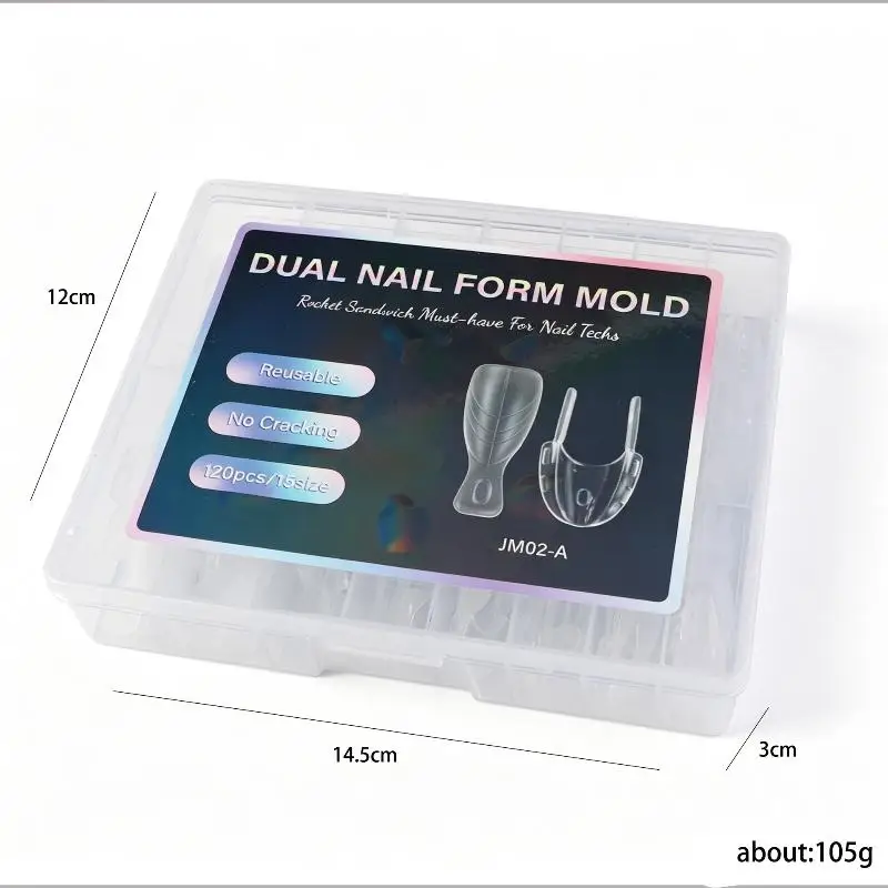 120 Stück, doppelter Nagelform-Satz, Sandwich-Nagelform für Nagelverlängerungen, verschiedene Formen, wiederverwendbare, transparente Nagelformen für den Salon, für den Heimgebrauch und für DIY-Maniküre. – Detail 9