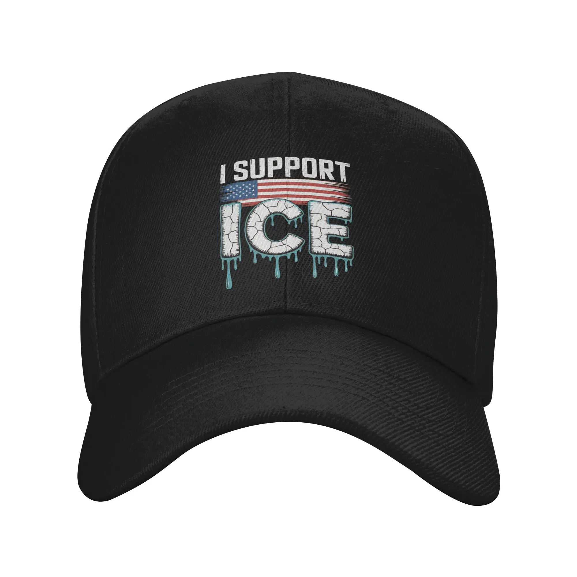 

I Support ICE Immigration American Flag Sun Baseball Cap Summer Casual Trucker Hat For Unisex Men Outdoor Sport Baseball Caps