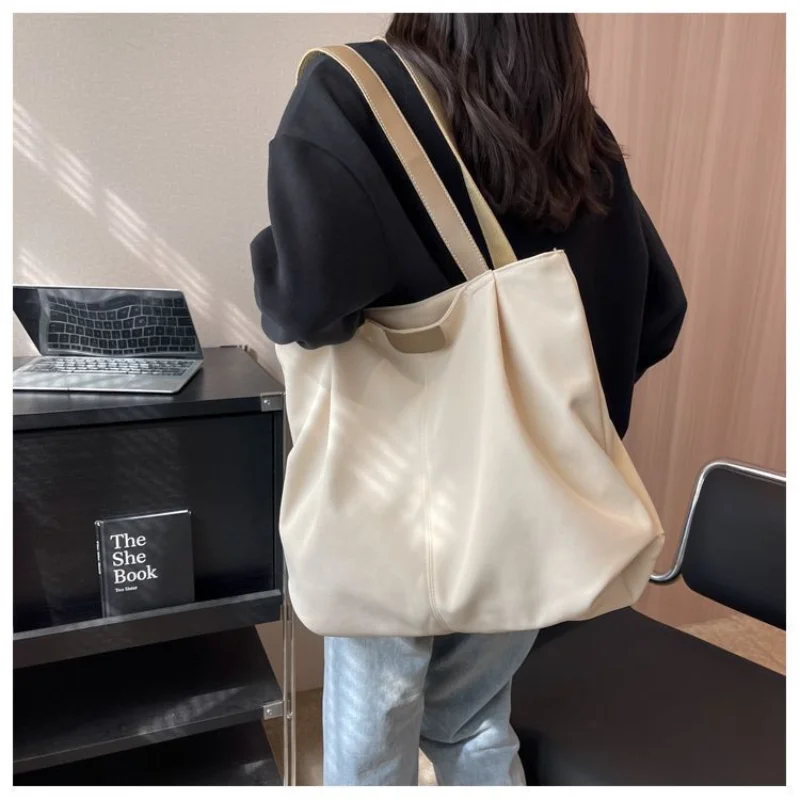 2024 New Spring and Autumn Leisure Large Capacity College Students Class Simple Fashion One-shoulder All-in-one Canvas Tote Bag