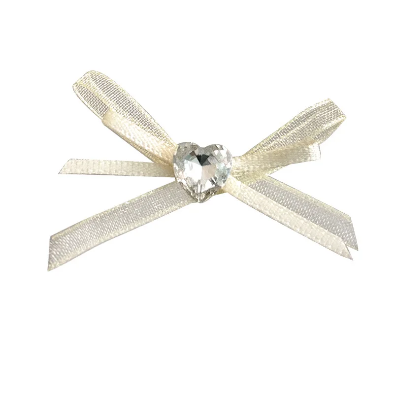 10 Uds. De cinta de encaje de Organza de doble capa, abalorios para uñas con lazo, corazón de amor, accesorios de diamantes de imitación para decoración de uñas, suministros de manicura