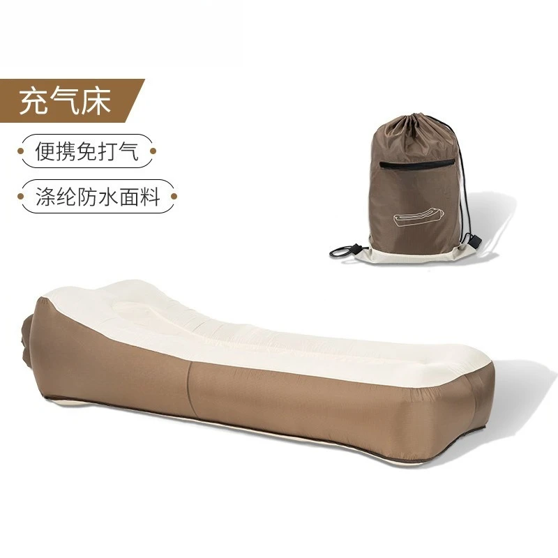 Outdoor portable inflatable bed, foldable single nap air mattress