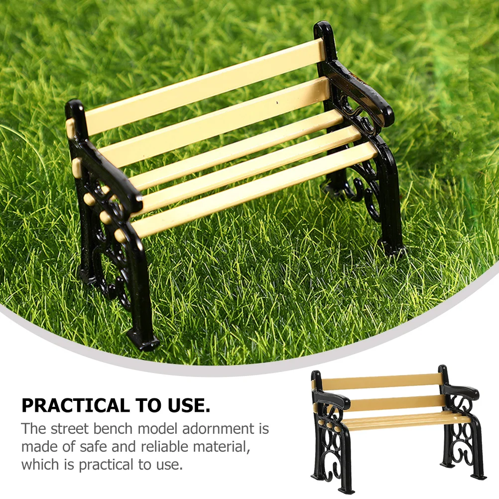 

2Pcs Miniature Furniture Set Exquisite Tiny Street Bench for Mini House Garden Decor Room Accessories 1:12 Scale