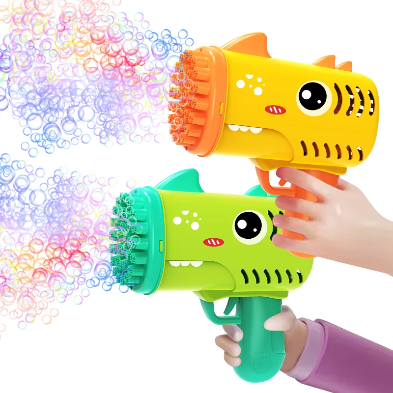 Neues Kinder Dinosaurier Bubble Gun Spielzeug im Freien Hochzeits spiel mit 35 Löchern große Menge Blasen keine Batterie kein Blasen wasser
