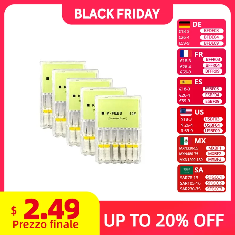 

5boxes Dental K Files Hand Use 6# 8# 10# 15# 20# 25mm 28mm Stainless Steel Dental files Root Canal Endodontic Files Instrument