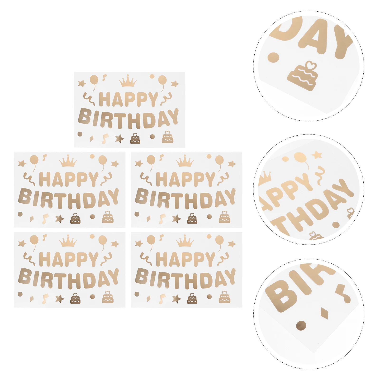 

5pcs Birthday Party Balloon Decals Decorative Stickers Reusable Party Decorations For Garden Living Room Smooth