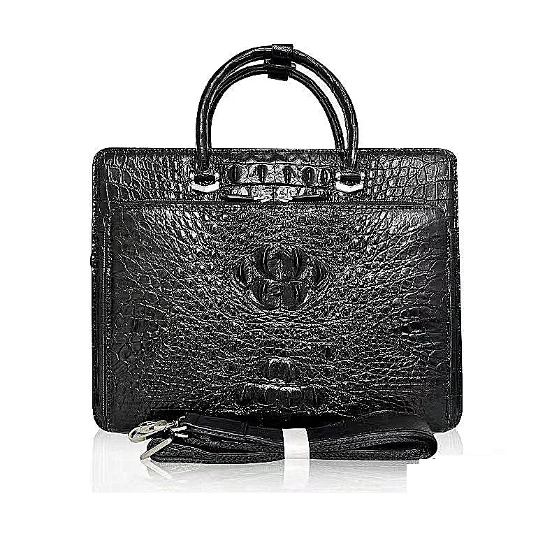 Sac d'ordinateur portable en cuir de crocodile véritable pour hommes, sac de messager de voyage, étui Bombes Alligator, marque de luxe, nouveau, 2023