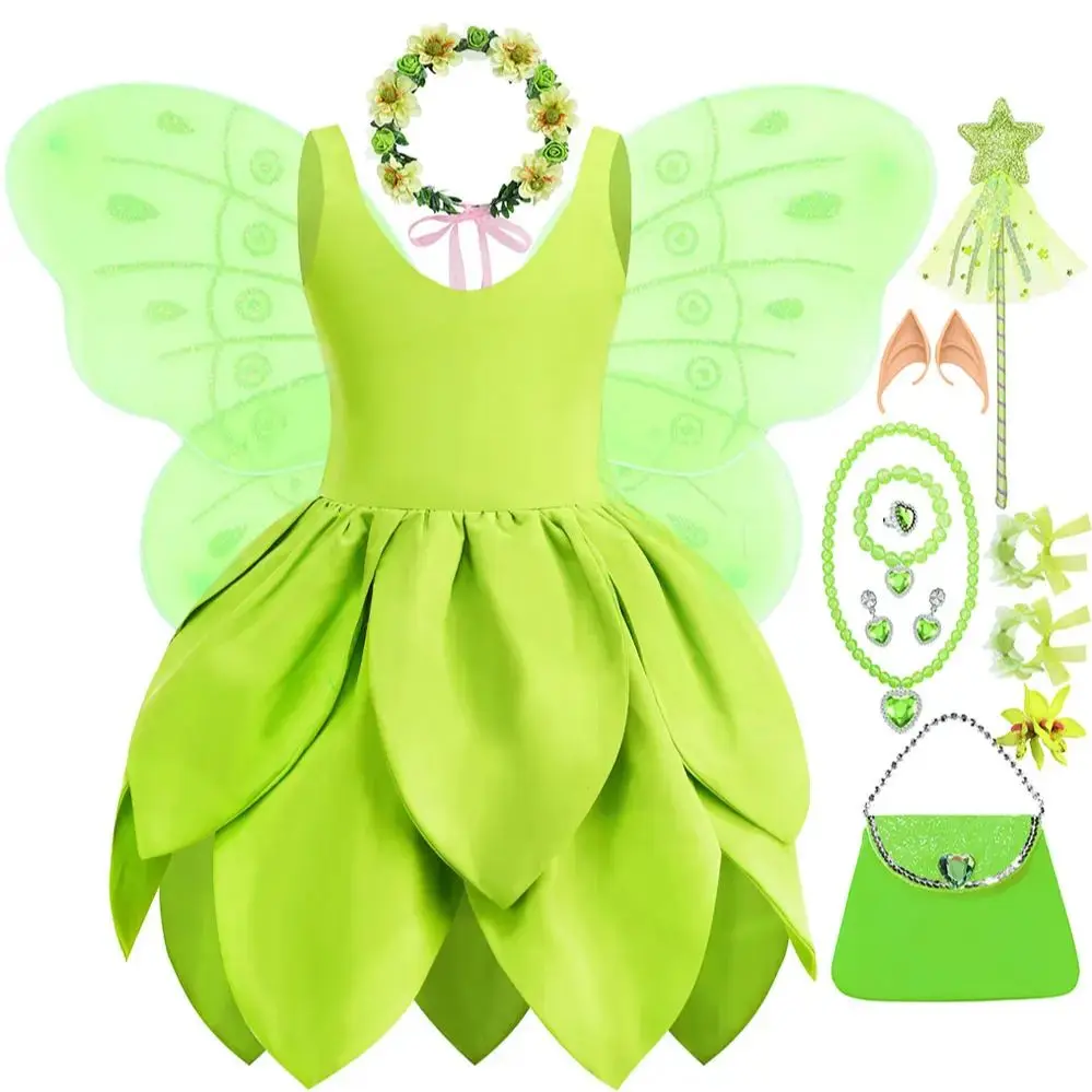 Halloween Green Fairy Tinkerbell Princess Elf Dress Hallowee