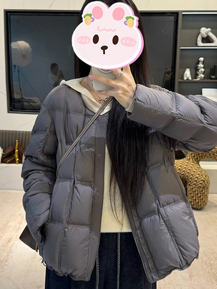 

Winter New Sle Women's Pure Color round Ne Cotton Jaet Warmth Faionable Korean Sle Simple Design Trendy Outerwear