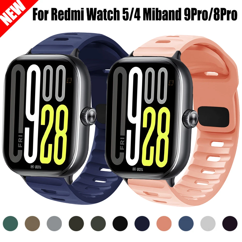 Redmi Watch 5/4 용 실리콘 스트랩 Miband 9Pro/8Pro 통기성 교체 시계 밴드 용 소프트 스포츠 편리한 손목 밴드