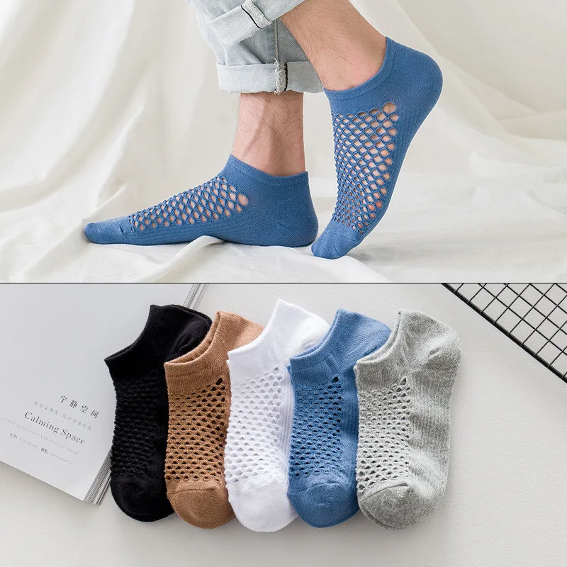 5/10 Pairs Fashion Set Male Breathable Boat Socks Mesh Men Comfortable Casual Ankle Ship Socks High Quaility Cotton Short Socks