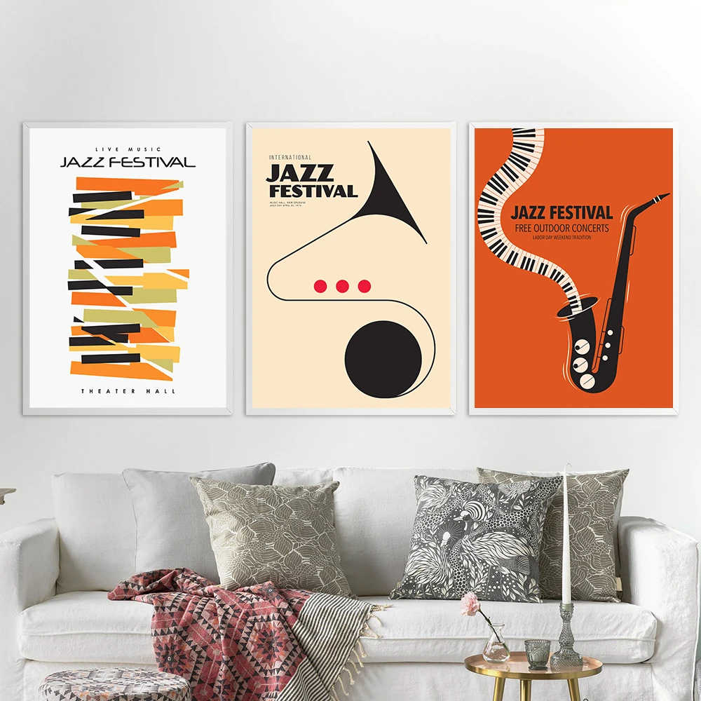 Abstract Jazz Music Festival Wall Art Canvas Painting Nordic Poster And Prints Colorful Keys Wall Pictures For Living Room Decor