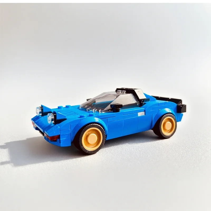

Строительные блоки, модель гоночного автомобиля MOC 253, детали, синий флаг, скоростной чемпион, игрушка для мальчиков и девочек, взрослых, Рождественский подарок