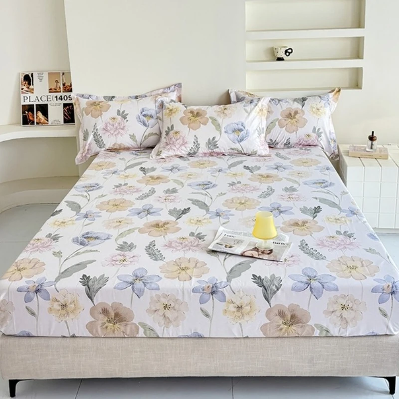 

Pure Cotton 13376 Series Single Item Bed Cover Printed Skin-friendly Mattress A Fresh and Light Bedspread with Elastic Straps