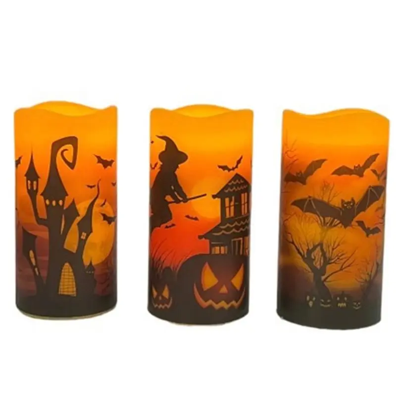 【big-deal】remote-controlled-halloween-flameless-pillar-candles-featuring-bat-cutouts