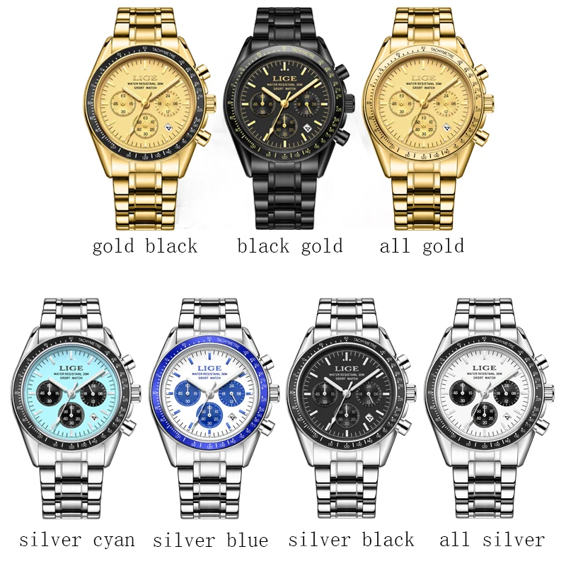 LIGE Fashion Quartz Wrist Watch For Men Outdoor Sport Waterproof Chronograph Luminous Men's Watches Military Big Dial Watch Men - view 6