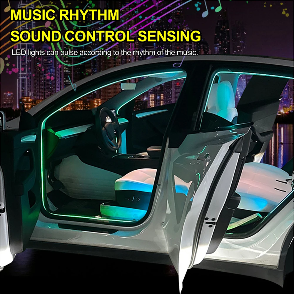 Car Door Frame Lights Car Window LED Lights Modified Streaming Colorful Wireless Invisible Plug And Play Car Atmosphere Lights