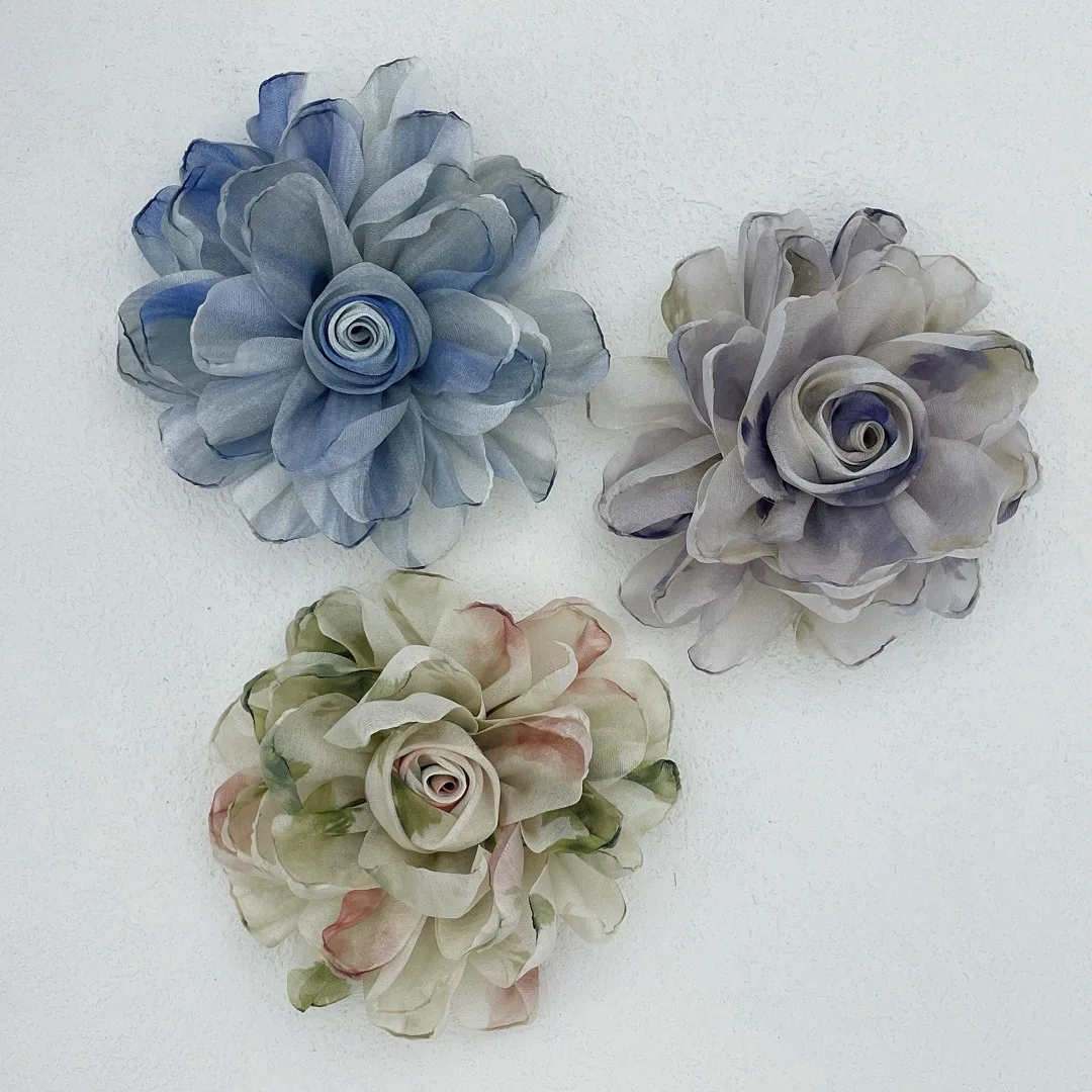 2PCS Flower accessories summer super fairy burnt edge mesh flower DIY clothing patch